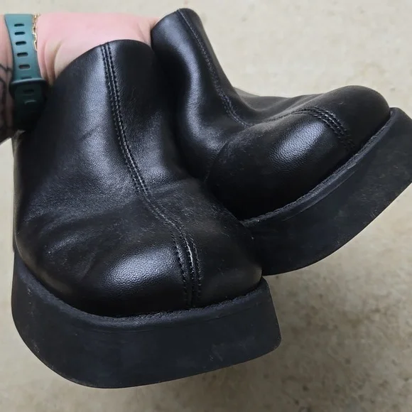 Y2k Steve Madden Chunky Heel Black Leather Mules - Picture 5 of 7